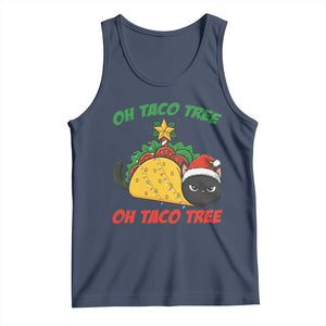 Funny Taco Cat Tree Christmas Tank Top TS14 Navy Print Your Wear