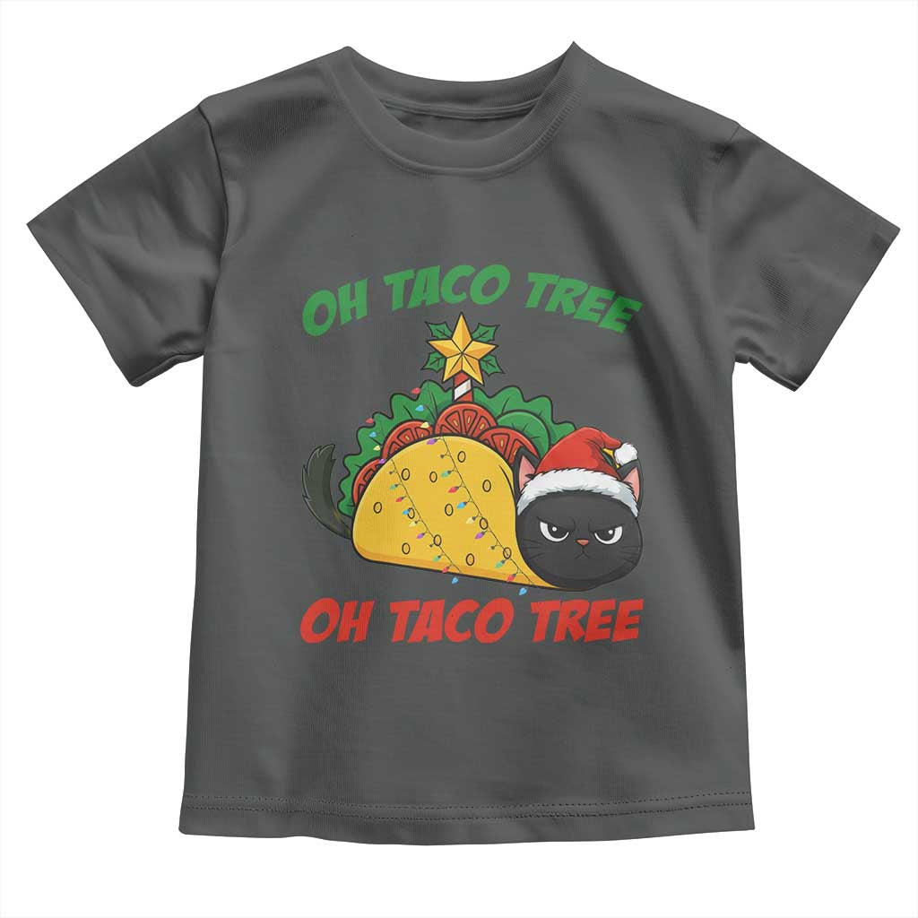 Funny Taco Cat Tree Christmas Toddler T Shirt TS14 Dark Heather Print Your Wear