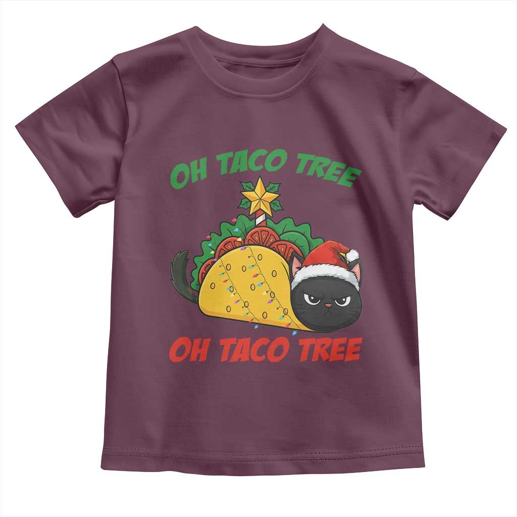 Funny Taco Cat Tree Christmas Toddler T Shirt TS14 Maroon Print Your Wear