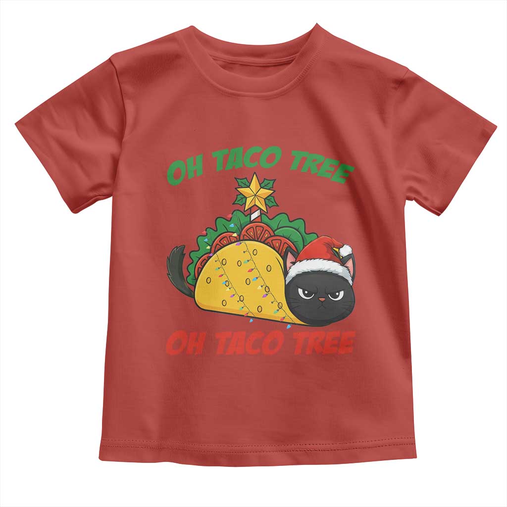 Funny Taco Cat Tree Christmas Toddler T Shirt TS14 Red Print Your Wear