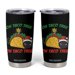 Funny Taco Cat Tree Christmas Tumbler Cup TS14 Black Print Your Wear