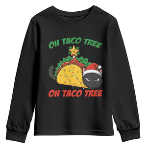Funny Taco Cat Tree Christmas Youth Sweatshirt TS14 Black Print Your Wear
