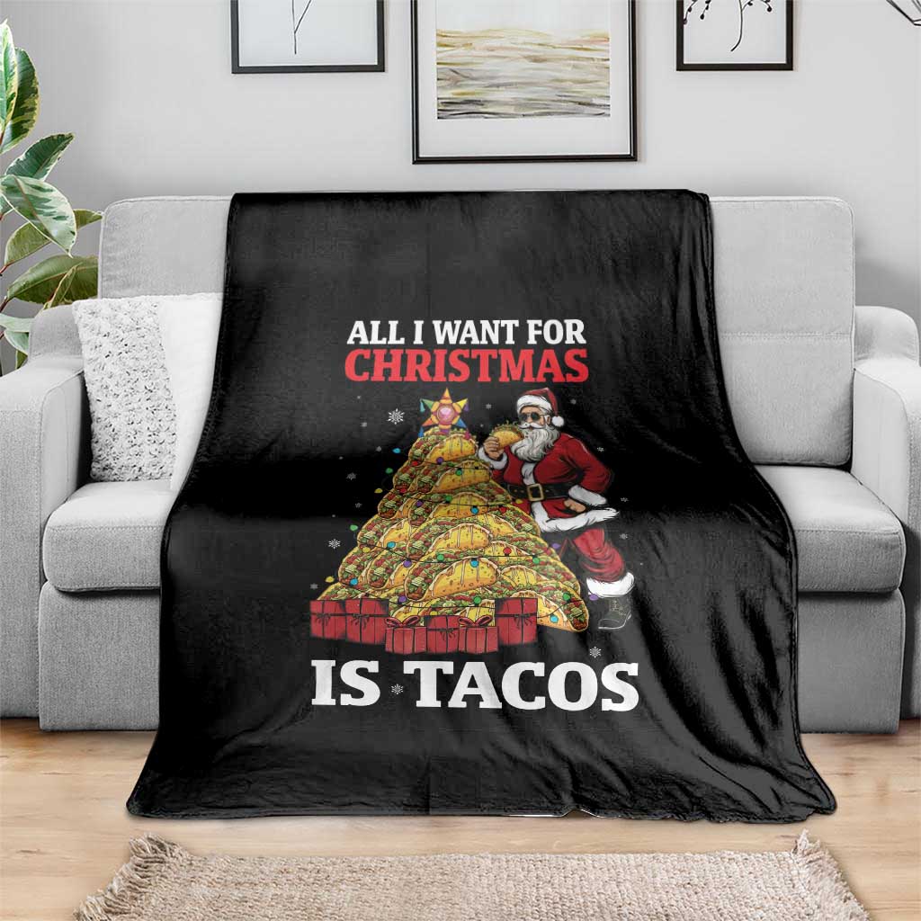 Funny Santa Taco Throw Blanket All I Want For Christmas Is Taco TS14 Print Your Wear