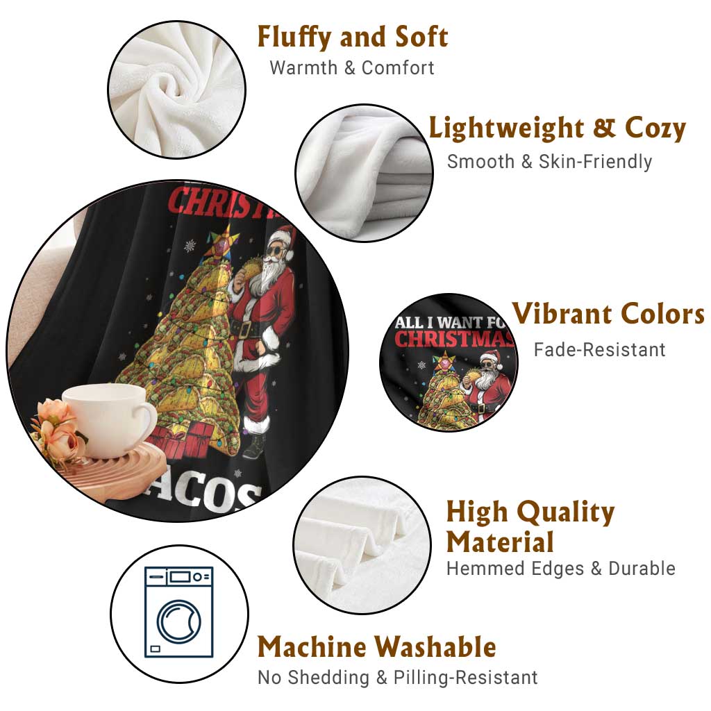 Funny Santa Taco Throw Blanket All I Want For Christmas Is Taco TS14 Print Your Wear