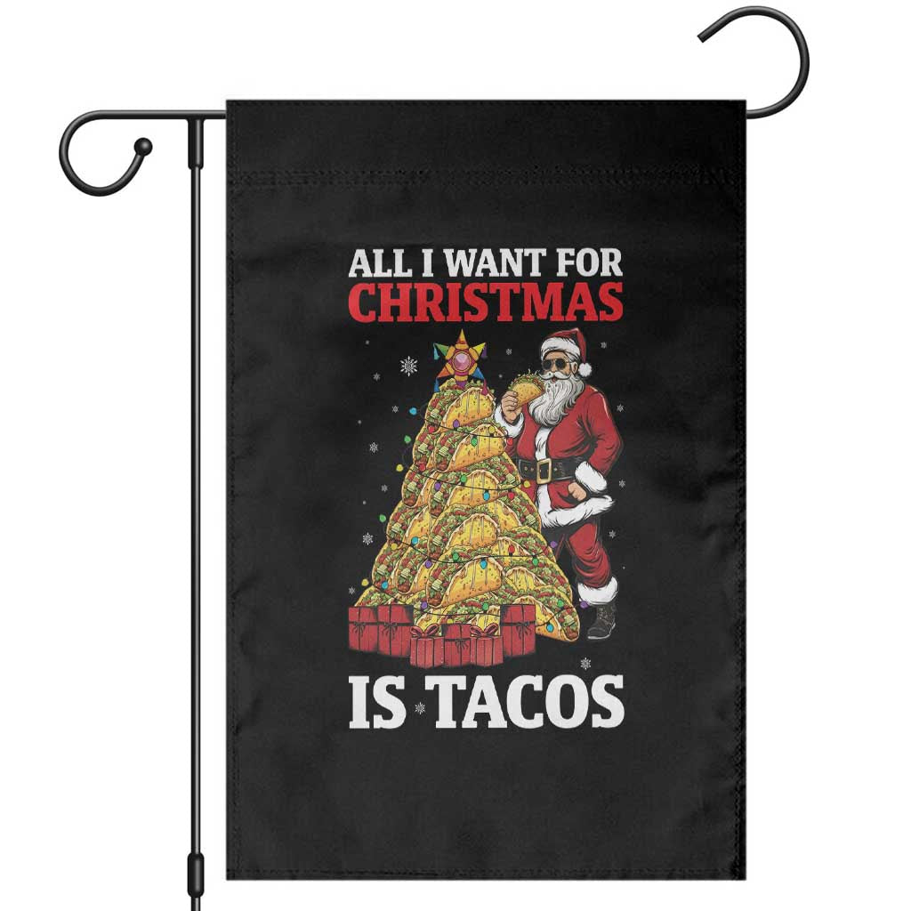 Funny Santa Taco Garden Flag All I Want For Christmas Is Taco TS14 Black Print Your Wear