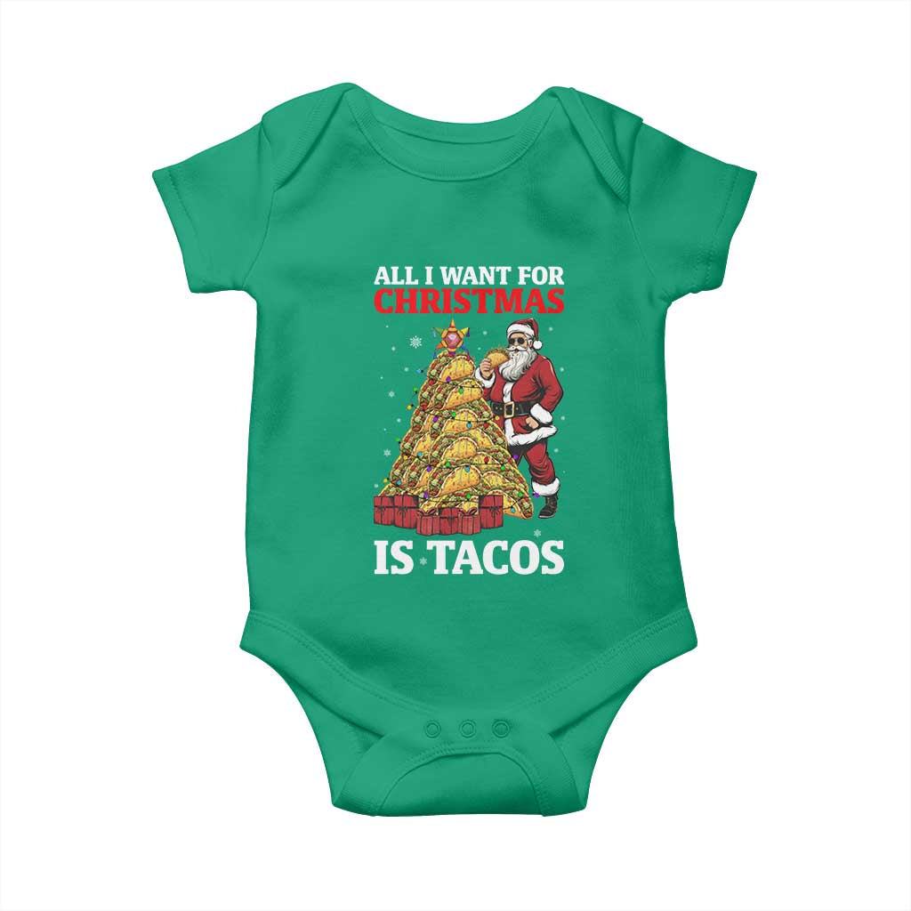 Funny Santa Taco Baby Onesie All I Want For Christmas Is Taco TS14 Irish Green Print Your Wear