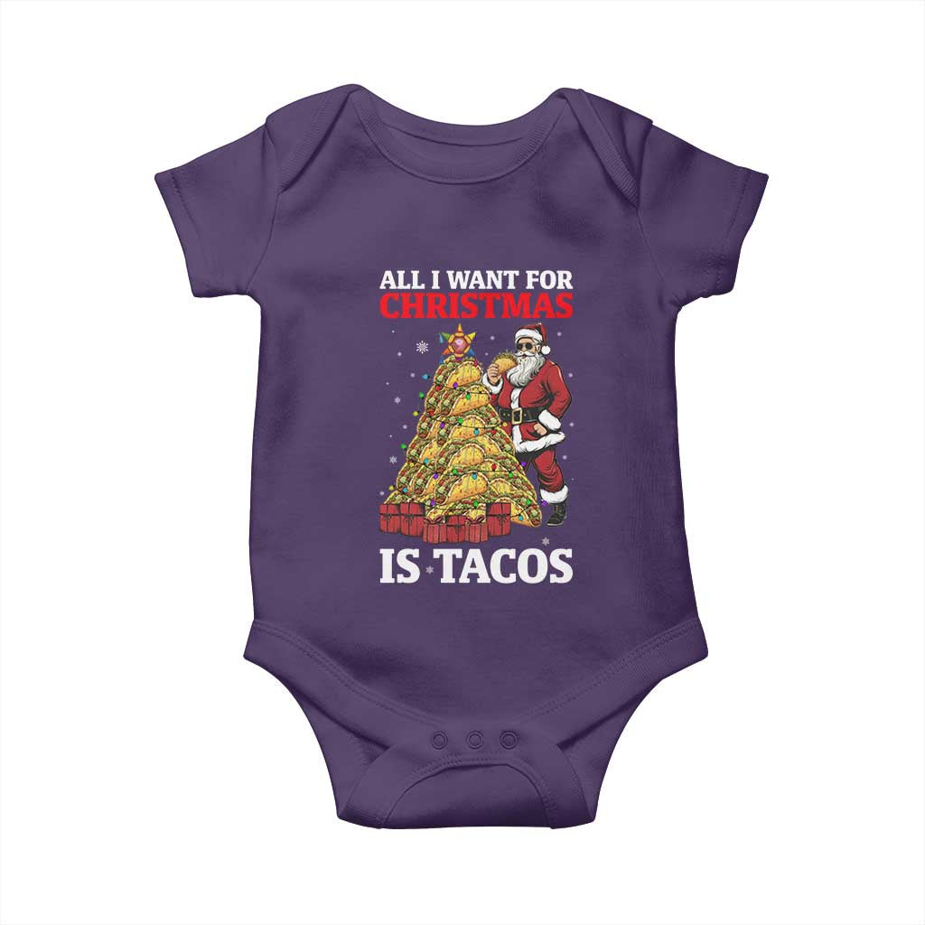 Funny Santa Taco Baby Onesie All I Want For Christmas Is Taco TS14 Purple Print Your Wear