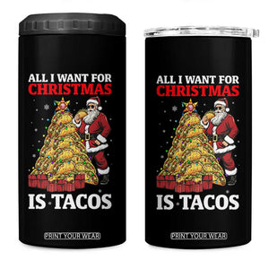 Funny Santa Taco 4 in 1 Can Cooler Tumbler All I Want For Christmas Is Taco TS14 One Size: 16 oz Black Print Your Wear