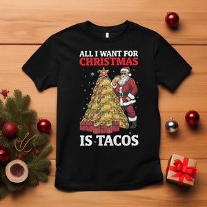 Funny Santa Taco T Shirt All I Want For Christmas Is Taco TS14 Black Print Your Wear