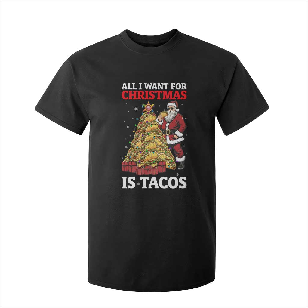 Funny Santa Taco T Shirt For Kid All I Want For Christmas Is Taco TS14 Black Print Your Wear