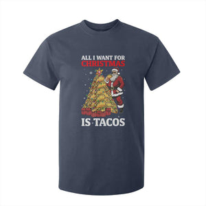 Funny Santa Taco T Shirt For Kid All I Want For Christmas Is Taco TS14 Navy Print Your Wear