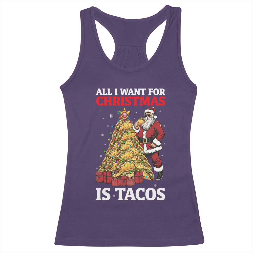 Funny Santa Taco Racerback Tank Top All I Want For Christmas Is Taco TS14 Purple Print Your Wear