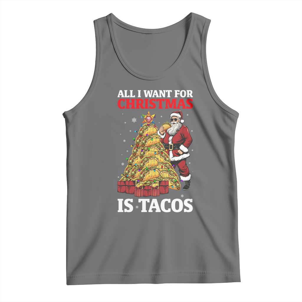 Funny Santa Taco Tank Top All I Want For Christmas Is Taco TS14 Black Heather Print Your Wear