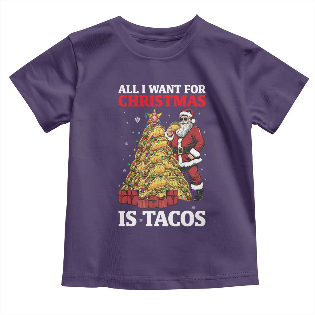 Funny Santa Taco Toddler T Shirt All I Want For Christmas Is Taco TS14 Purple Print Your Wear