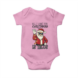 Funny Santa Taco Christmas Baby Onesie All I Want For Christmas Is Taco TS14 Light Pink Print Your Wear