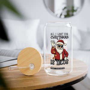 Funny Santa Taco Christmas Glass Can All I Want For Christmas Is Taco TS14 Print Your Wear