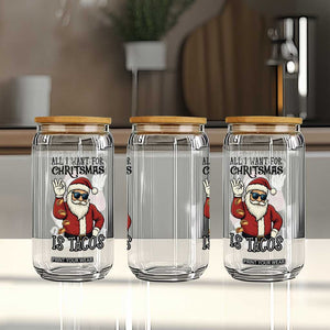 Funny Santa Taco Christmas Glass Can All I Want For Christmas Is Taco TS14 Print Your Wear