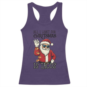 Funny Santa Taco Christmas Racerback Tank Top All I Want For Christmas Is Taco TS14 Purple Print Your Wear