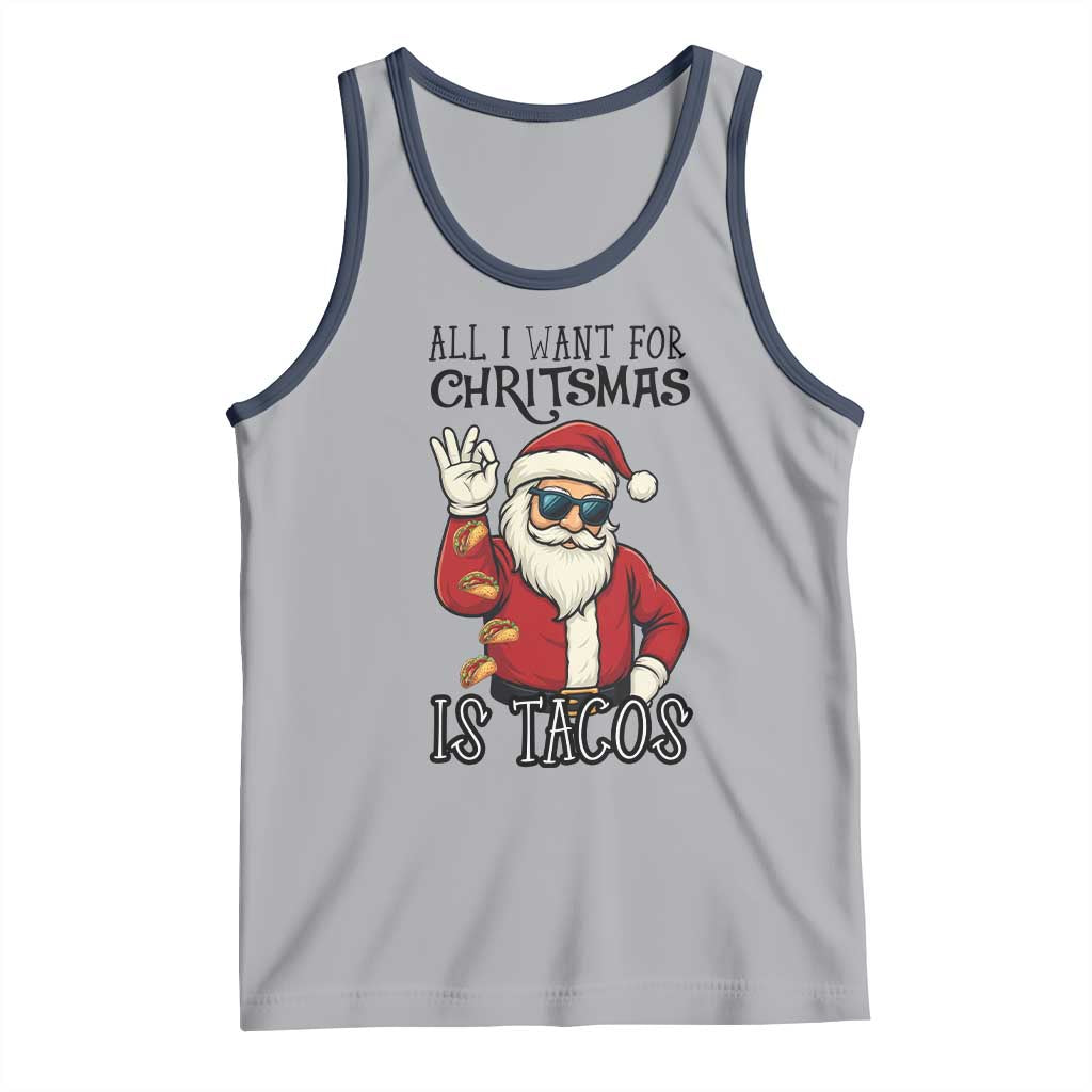 Funny Santa Taco Christmas Tank Top All I Want For Christmas Is Taco TS14 Athletic Heather Navy Print Your Wear