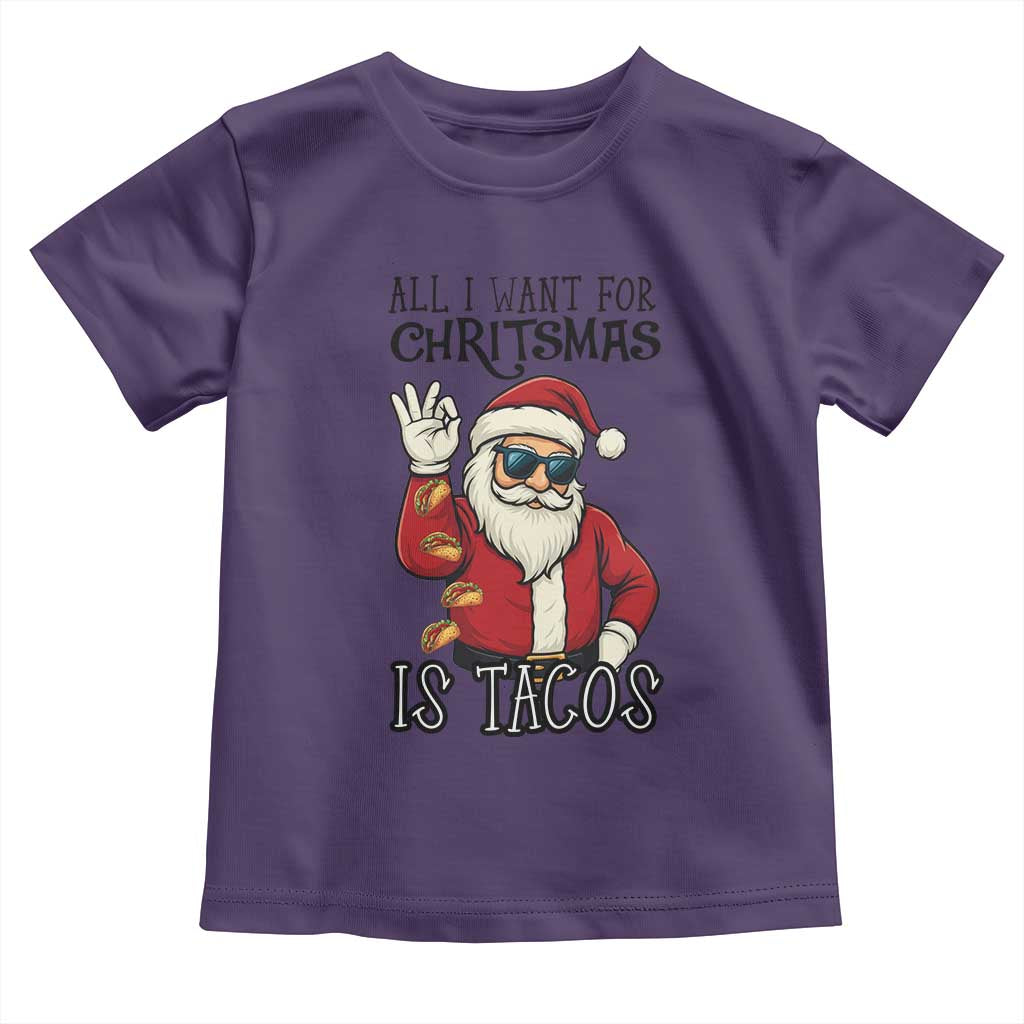Funny Santa Taco Christmas Toddler T Shirt All I Want For Christmas Is Taco TS14 Purple Print Your Wear