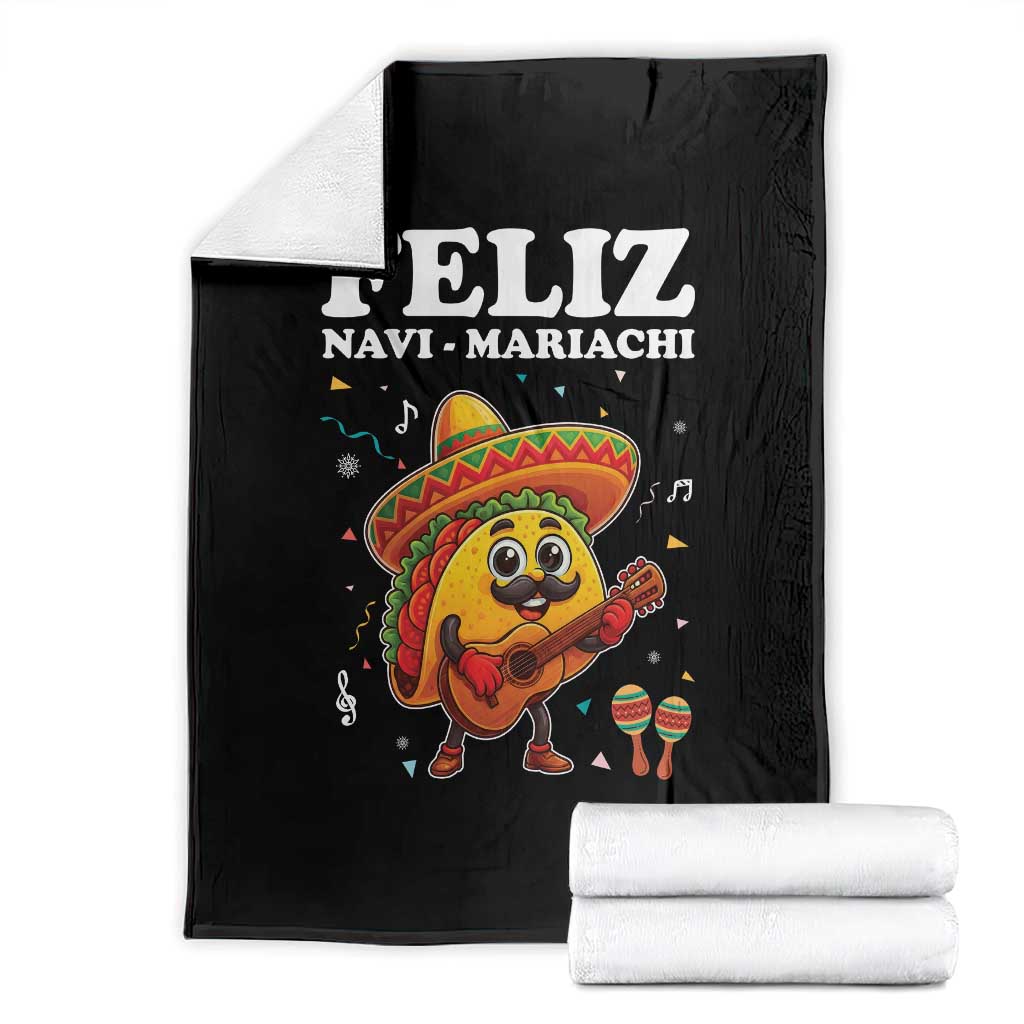 Funny Taco Mexican Christmas Throw Blanket Feliz Navi Mariachi TS14 Black Print Your Wear