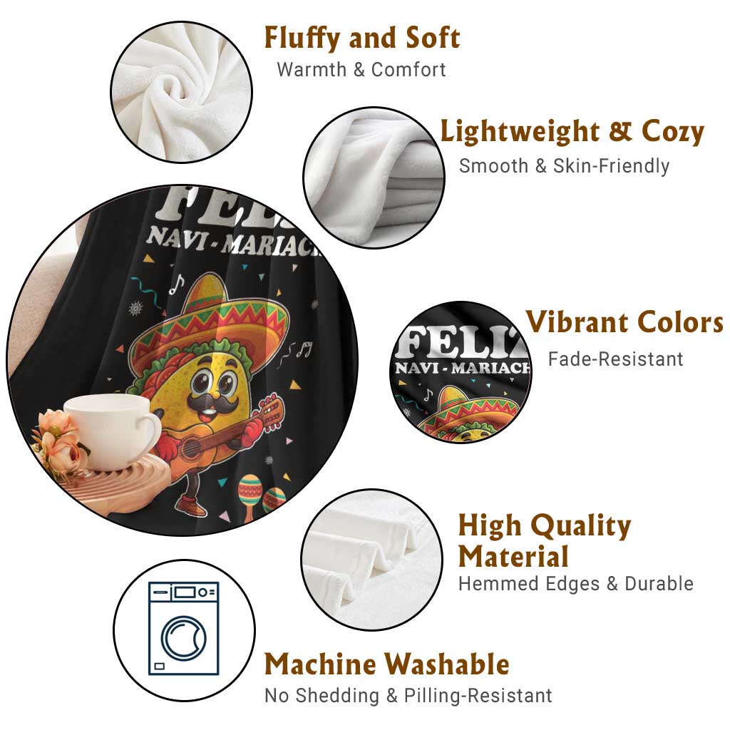 Funny Taco Mexican Christmas Throw Blanket Feliz Navi Mariachi TS14 Print Your Wear