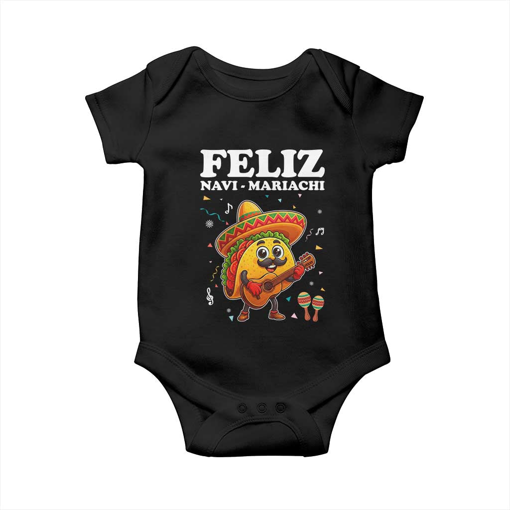 Funny Taco Mexican Christmas Baby Onesie Feliz Navi Mariachi TS14 Black Print Your Wear