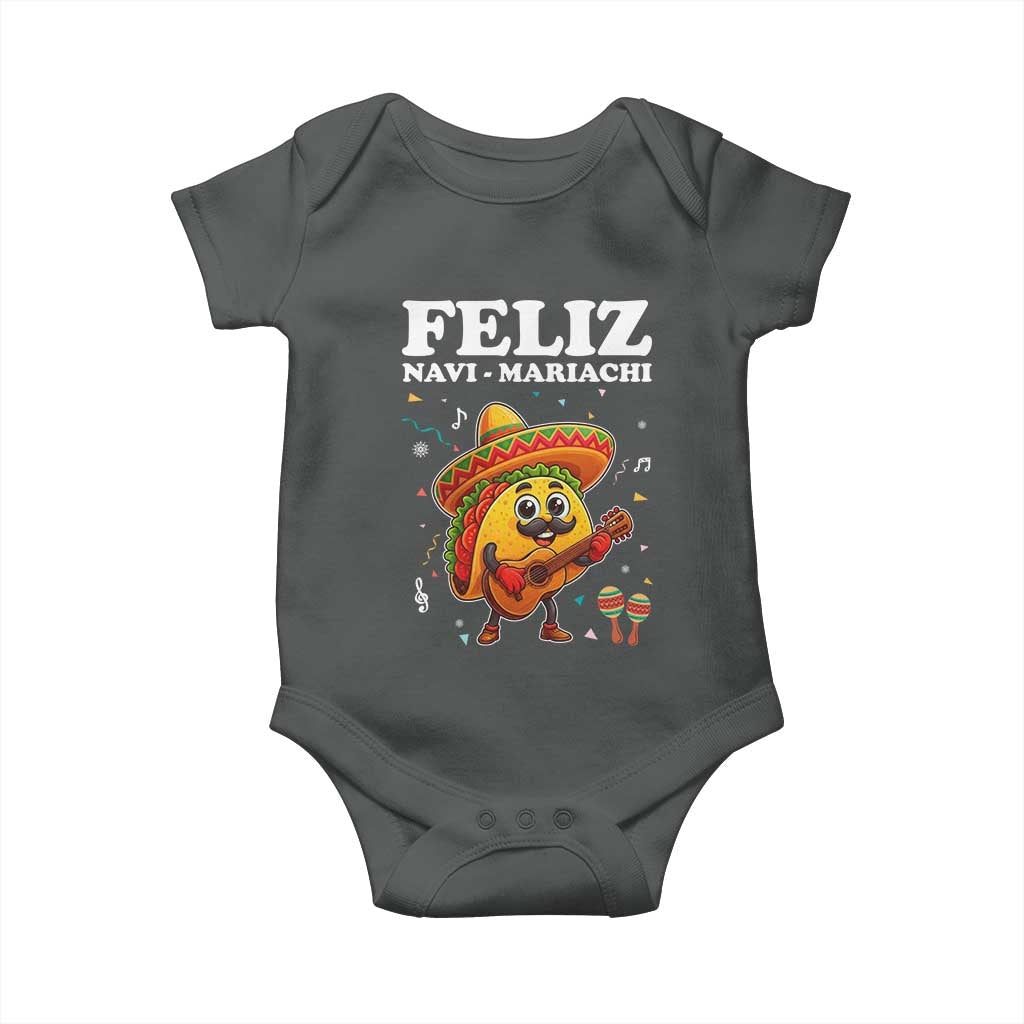 Funny Taco Mexican Christmas Baby Onesie Feliz Navi Mariachi TS14 Dark Heather Print Your Wear