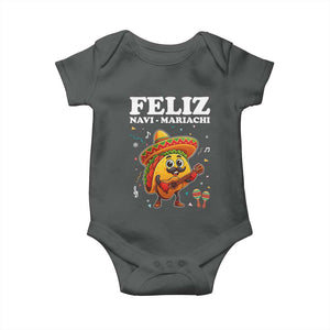 Funny Taco Mexican Christmas Baby Onesie Feliz Navi Mariachi TS14 Dark Heather Print Your Wear