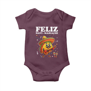 Funny Taco Mexican Christmas Baby Onesie Feliz Navi Mariachi TS14 Maroon Print Your Wear