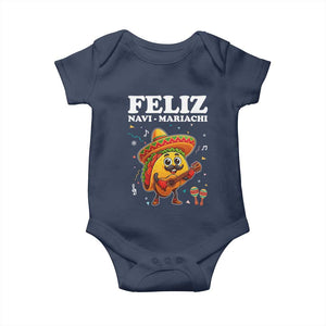 Funny Taco Mexican Christmas Baby Onesie Feliz Navi Mariachi TS14 Navy Print Your Wear