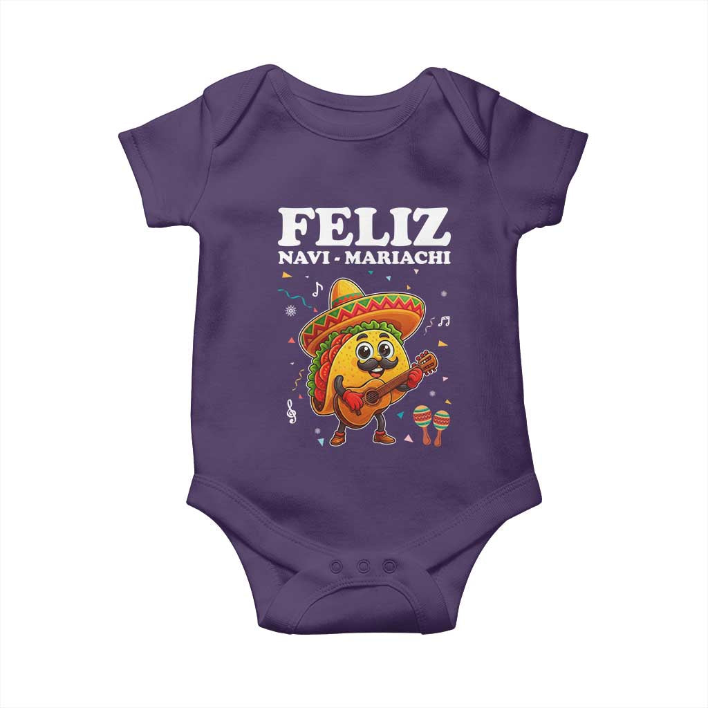 Funny Taco Mexican Christmas Baby Onesie Feliz Navi Mariachi TS14 Purple Print Your Wear