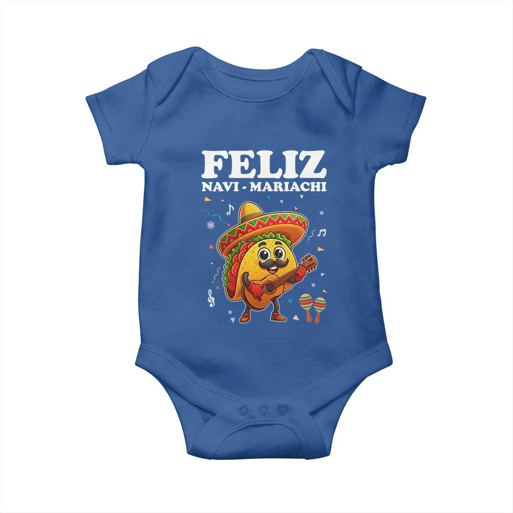 Funny Taco Mexican Christmas Baby Onesie Feliz Navi Mariachi TS14 Royal Blue Print Your Wear