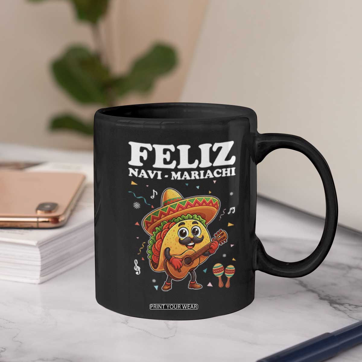 Funny Taco Mexican Christmas Coffee Mug Feliz Navi Mariachi TS14 Print Your Wear