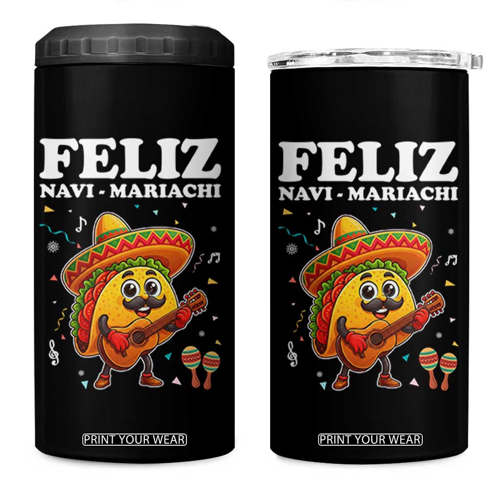Funny Taco Mexican Christmas 4 in 1 Can Cooler Tumbler Feliz Navi Mariachi TS14 One Size: 16 oz Black Print Your Wear