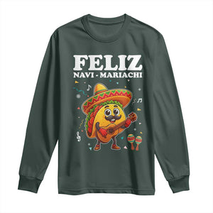 Funny Taco Mexican Christmas Long Sleeve Shirt Feliz Navi Mariachi TS14 Dark Forest Green Print Your Wear