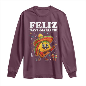 Funny Taco Mexican Christmas Long Sleeve Shirt Feliz Navi Mariachi TS14 Maroon Print Your Wear