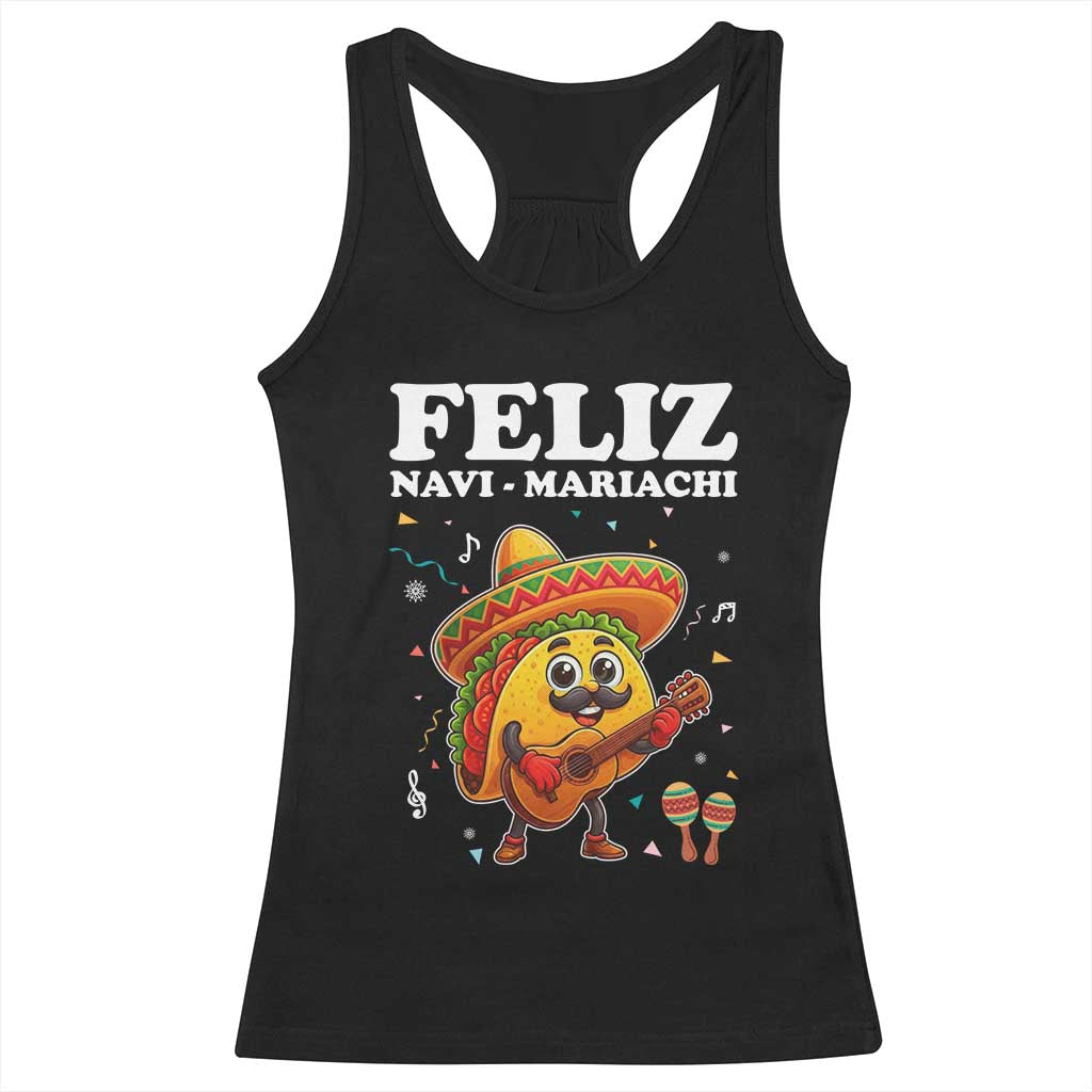 Funny Taco Mexican Christmas Racerback Tank Top Feliz Navi Mariachi TS14 Black Print Your Wear