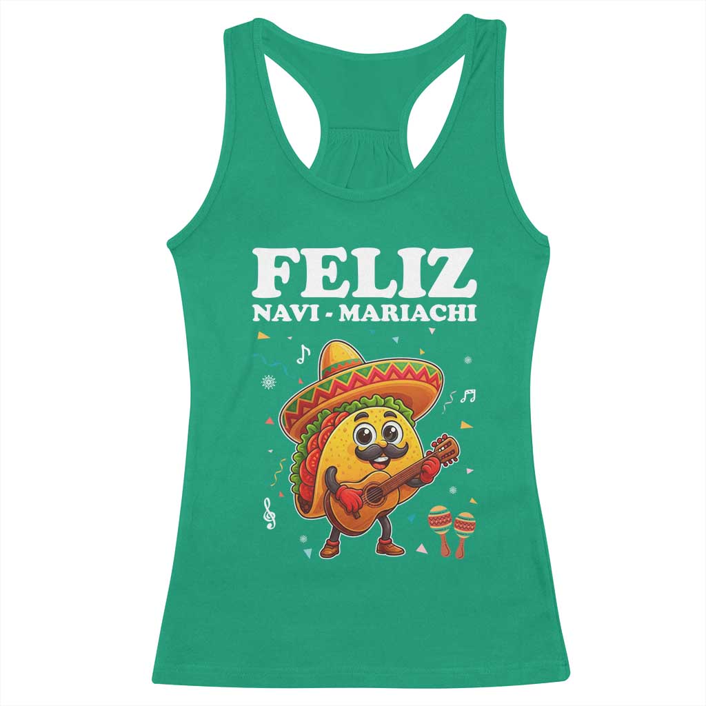 Funny Taco Mexican Christmas Racerback Tank Top Feliz Navi Mariachi TS14 Irish Green Print Your Wear