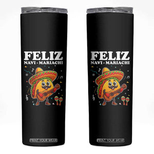 Funny Taco Mexican Christmas Skinny Tumbler Feliz Navi Mariachi TS14 Black Print Your Wear