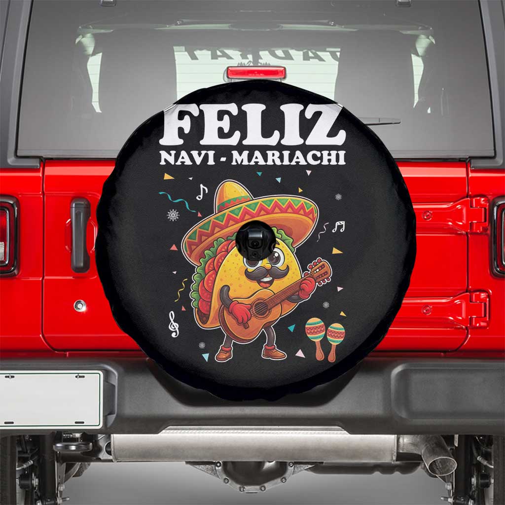 Funny Taco Mexican Christmas Spare Tire Cover Feliz Navi Mariachi TS14 Black Print Your Wear