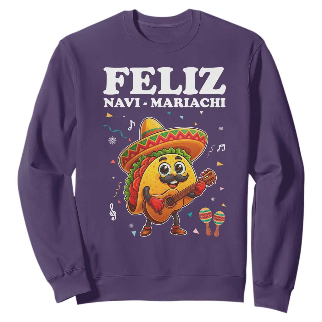 Funny Taco Mexican Christmas Sweatshirt Feliz Navi Mariachi TS14 Purple Print Your Wear