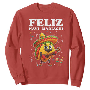 Funny Taco Mexican Christmas Sweatshirt Feliz Navi Mariachi TS14 Red Print Your Wear