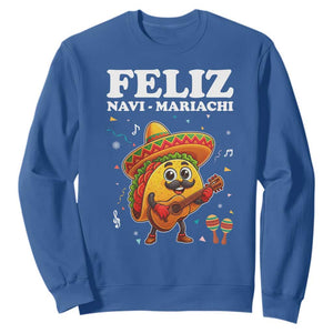 Funny Taco Mexican Christmas Sweatshirt Feliz Navi Mariachi TS14 Royal Blue Print Your Wear