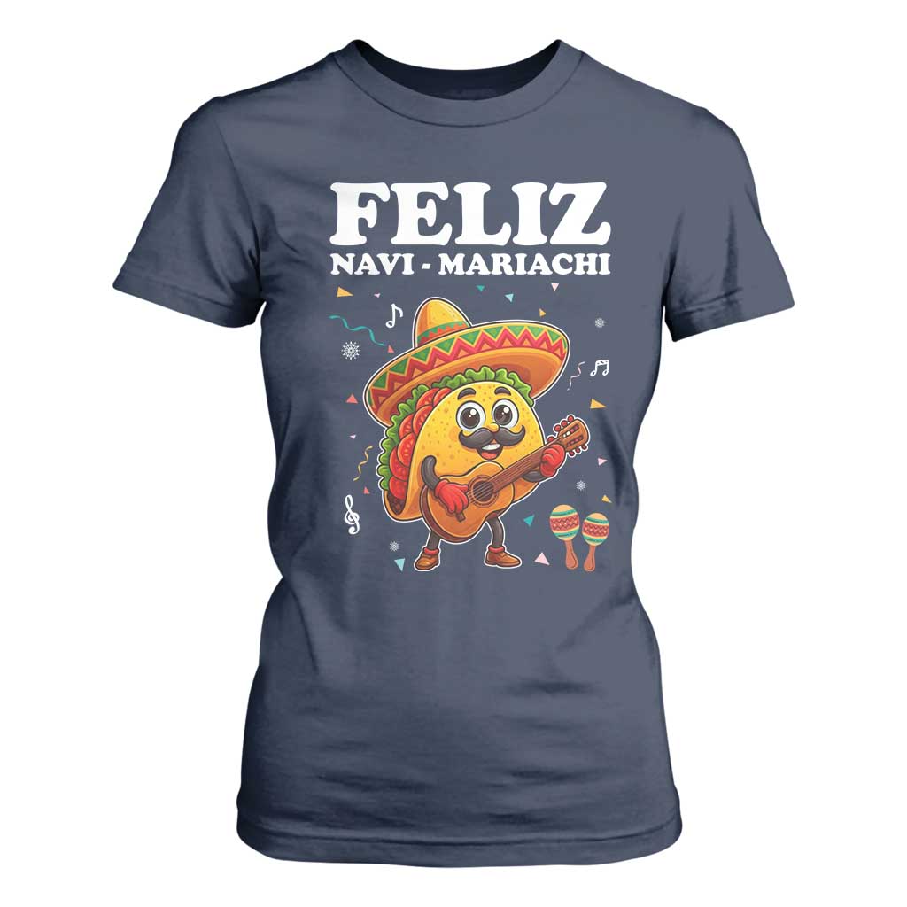 Funny Taco Mexican Christmas T Shirt For Women Feliz Navi Mariachi TS14 Navy Print Your Wear