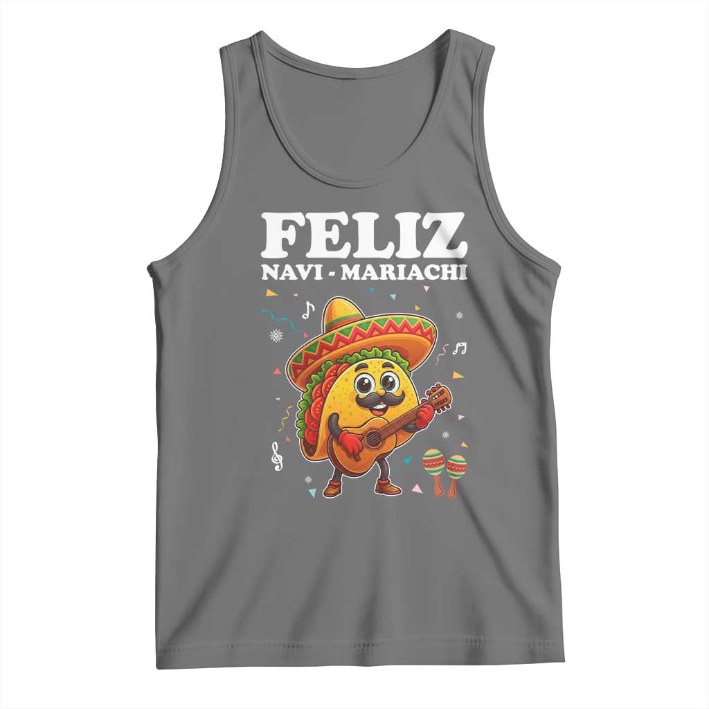 Funny Taco Mexican Christmas Tank Top Feliz Navi Mariachi TS14 Black Heather Print Your Wear