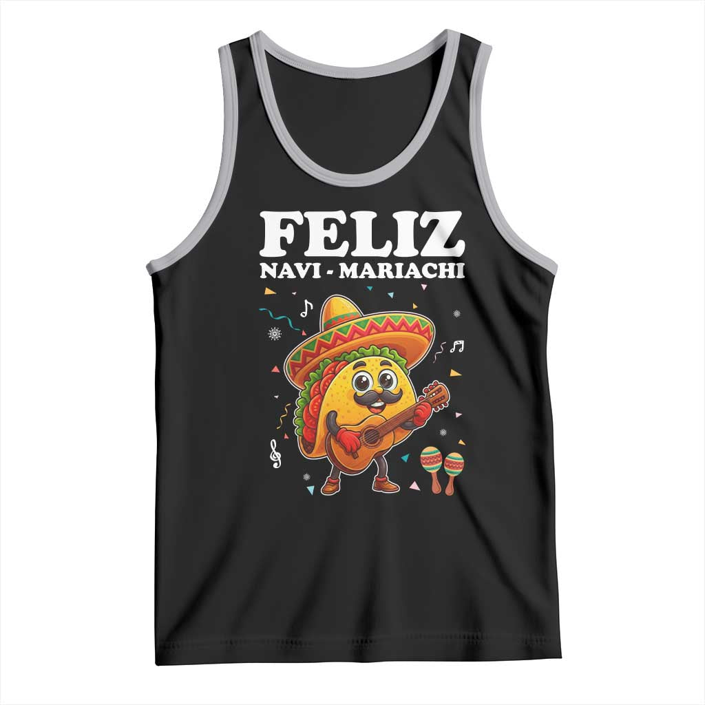 Funny Taco Mexican Christmas Tank Top Feliz Navi Mariachi TS14 Black Athletic Heather Print Your Wear