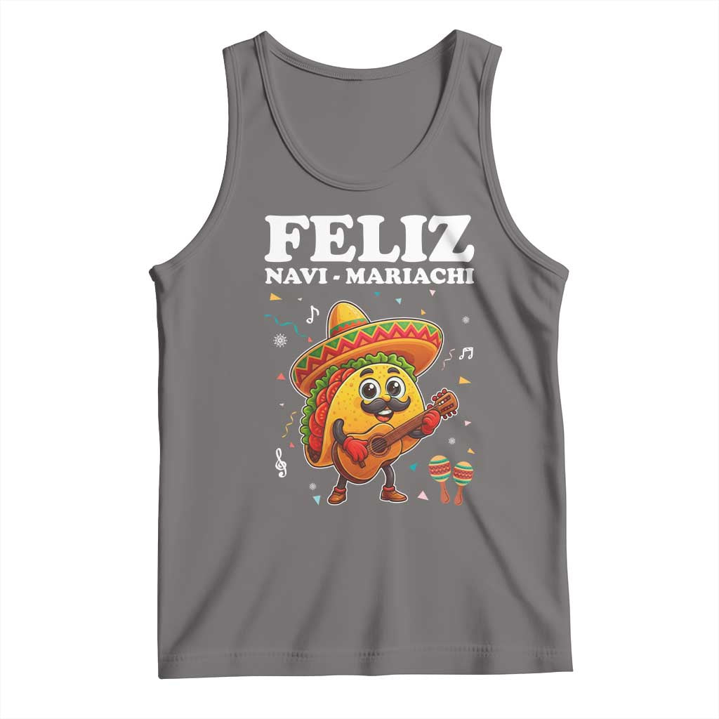 Funny Taco Mexican Christmas Tank Top Feliz Navi Mariachi TS14 Deep Heather Print Your Wear
