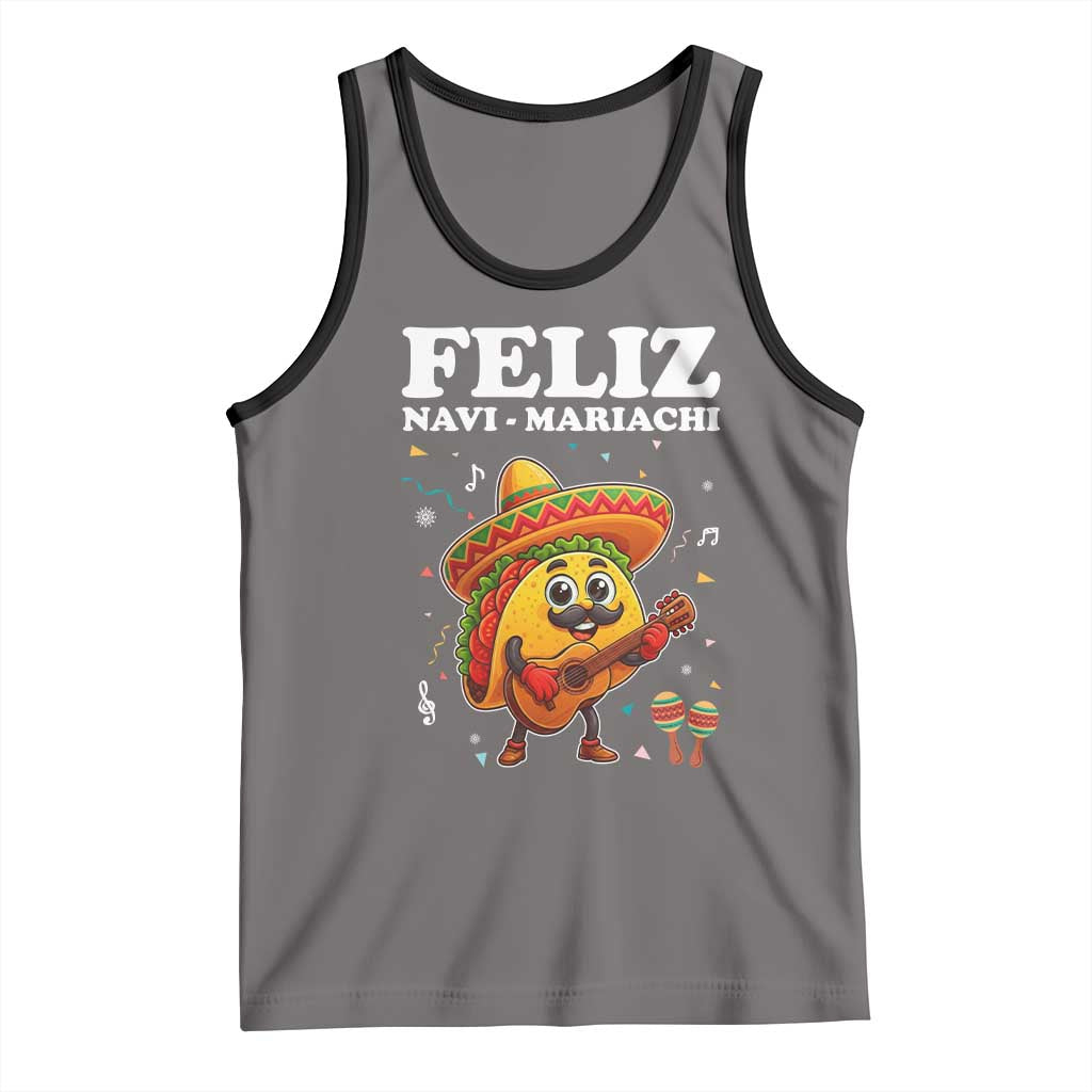 Funny Taco Mexican Christmas Tank Top Feliz Navi Mariachi TS14 Deep Heather Black Print Your Wear