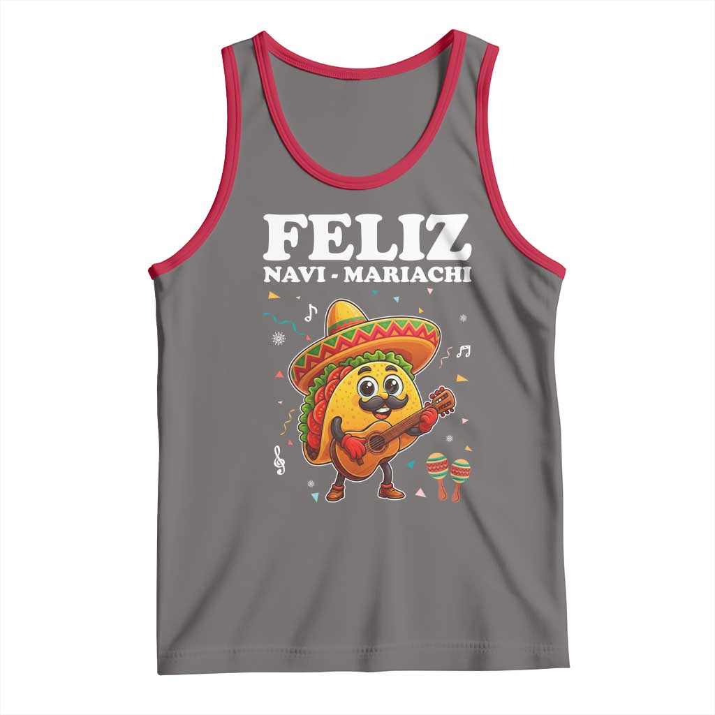 Funny Taco Mexican Christmas Tank Top Feliz Navi Mariachi TS14 Deep Heather Red Print Your Wear